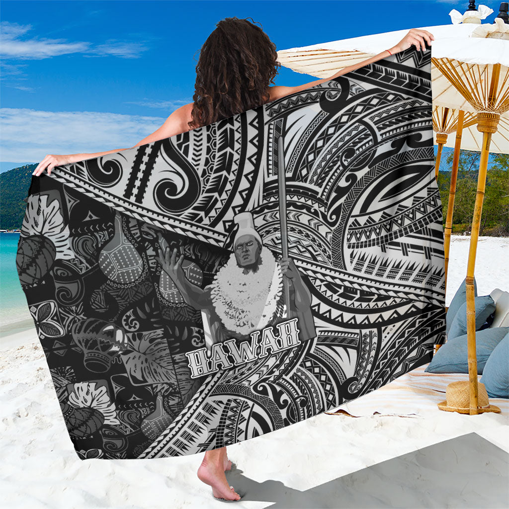 Hawaii King Kamehameha Sarong With Hawaiian Ipu Motifs Black Version LT05 One Size 44 x 66 inches Black - Polynesian Pride
