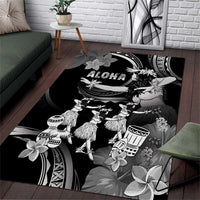 Hawaii Beautiful Hula Dancers Area Rug With Ipu Keke And Pahu Drum LT05 Black - Polynesian Pride