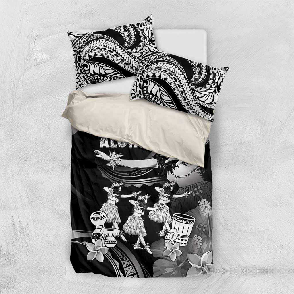 Hawaii Beautiful Hula Dancers Bedding Set With Ipu Keke And Pahu Drum LT05 US Twin 172cm x 218cm Black - Polynesian Pride