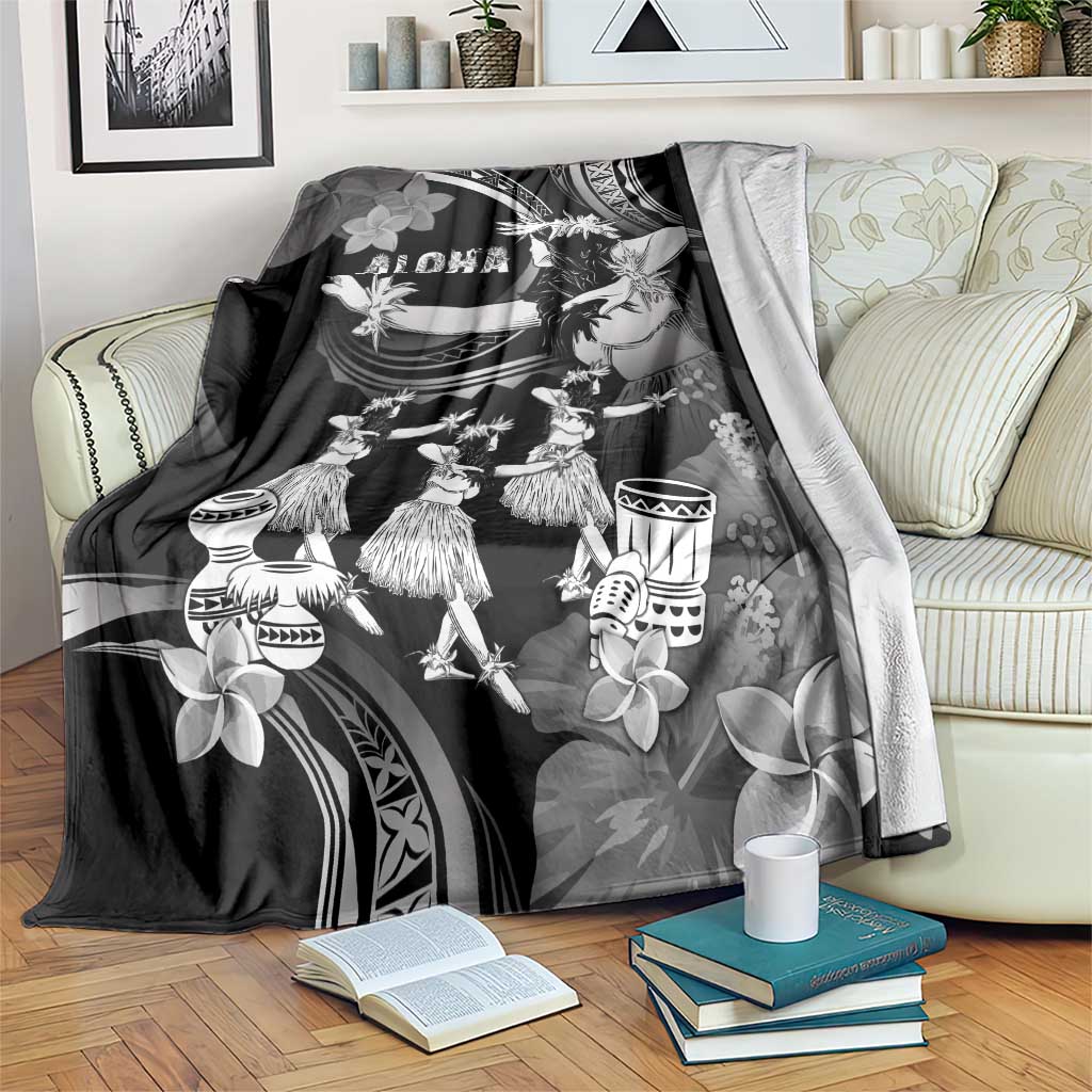 Hawaii Beautiful Hula Dancers Blanket With Ipu Keke And Pahu Drum LT05 Black - Polynesian Pride