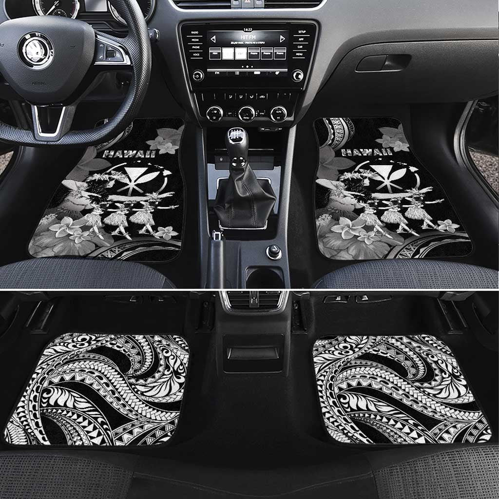 Hawaii Beautiful Hula Dancers Car Mats With Ipu Keke And Pahu Drum LT05 Set 4pcs Black - Polynesian Pride