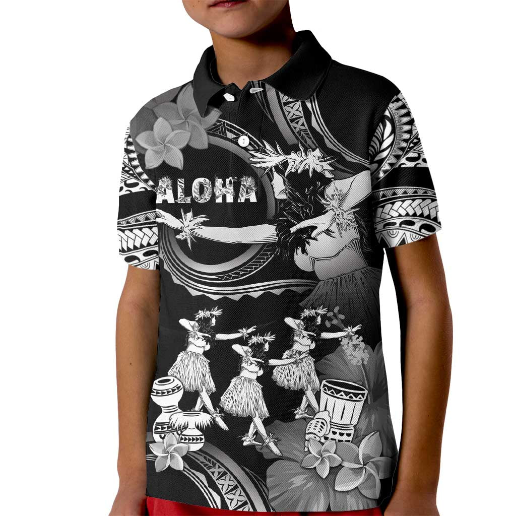 Hawaii Beautiful Hula Dancers Kid Polo Shirt With Ipu Keke And Pahu Drum LT05 Kid Black - Polynesian Pride