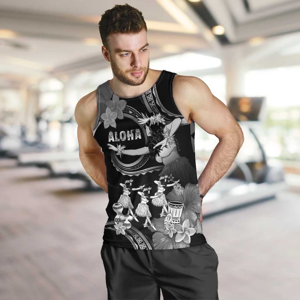 Hawaii Beautiful Hula Dancers Men Tank Top With Ipu Keke And Pahu Drum LT05 Black - Polynesian Pride