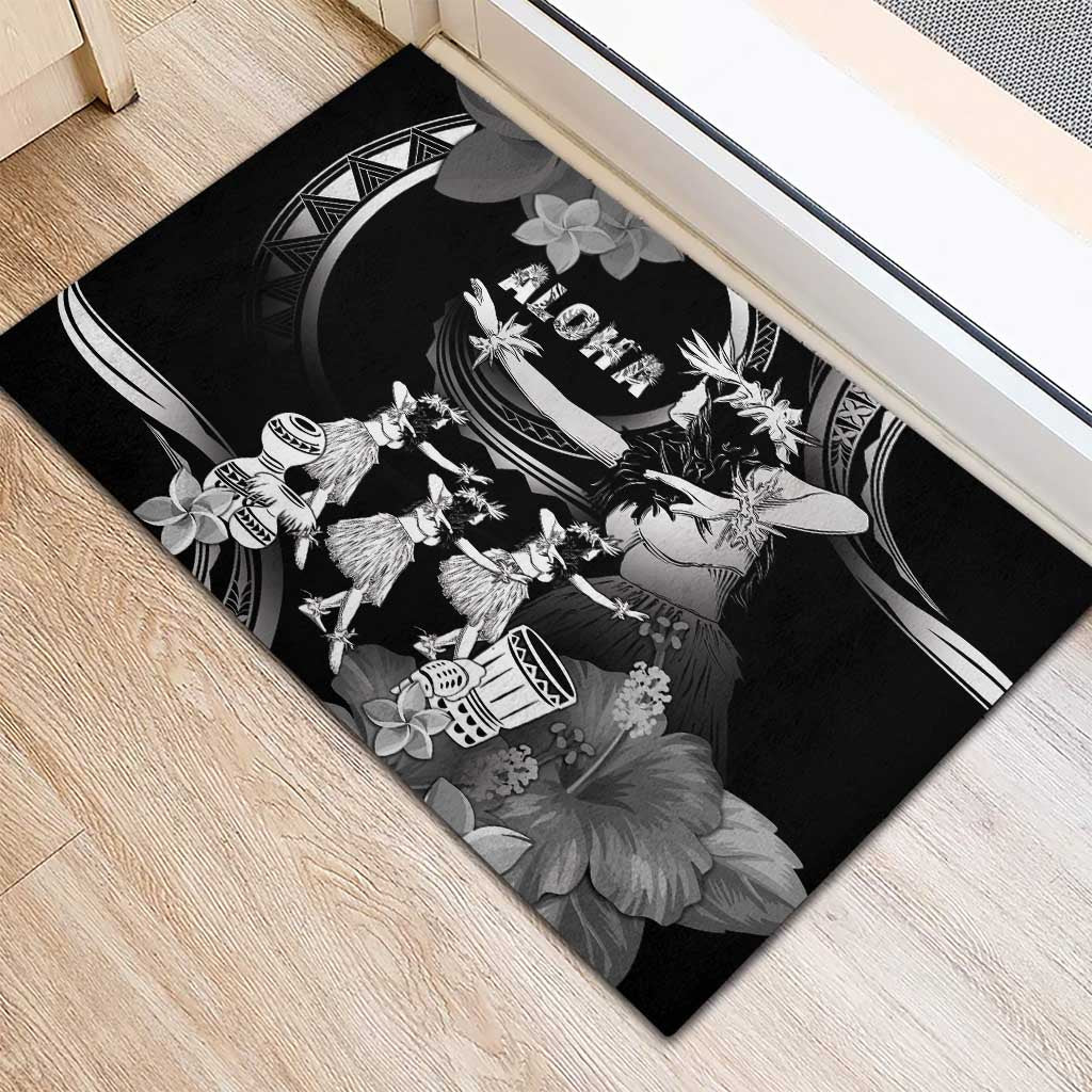Hawaii Beautiful Hula Dancers Rubber Doormat With Ipu Keke And Pahu Drum LT05 - Polynesian Pride
