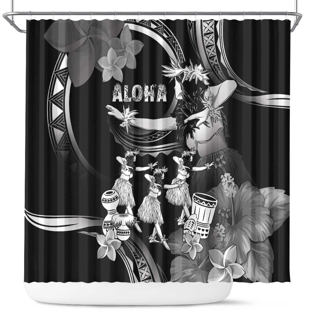 Hawaii Beautiful Hula Dancers Shower Curtain With Ipu Keke And Pahu Drum