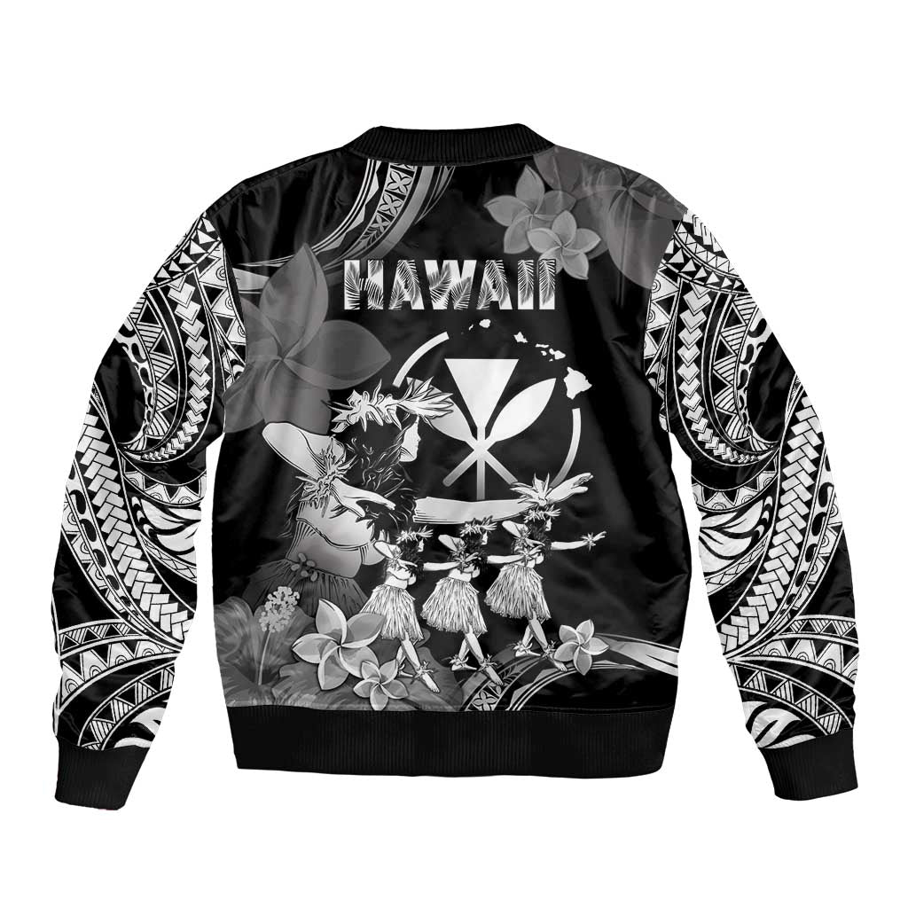 Hawaii Beautiful Hula Dancers Sleeve Zip Bomber Jacket With Ipu Keke And Pahu Drum LT05 - Polynesian Pride