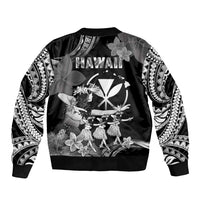 Hawaii Beautiful Hula Dancers Sleeve Zip Bomber Jacket With Ipu Keke And Pahu Drum LT05 - Polynesian Pride