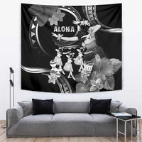Hawaii Beautiful Hula Dancers Tapestry With Ipu Keke And Pahu Drum LT05 Black - Polynesian Pride
