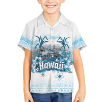 Hawaii Sugar Plantation Kid Hawaiian Shirt With Hawaiian Tapa Pattern LT05 Kid White - Polynesian Pride