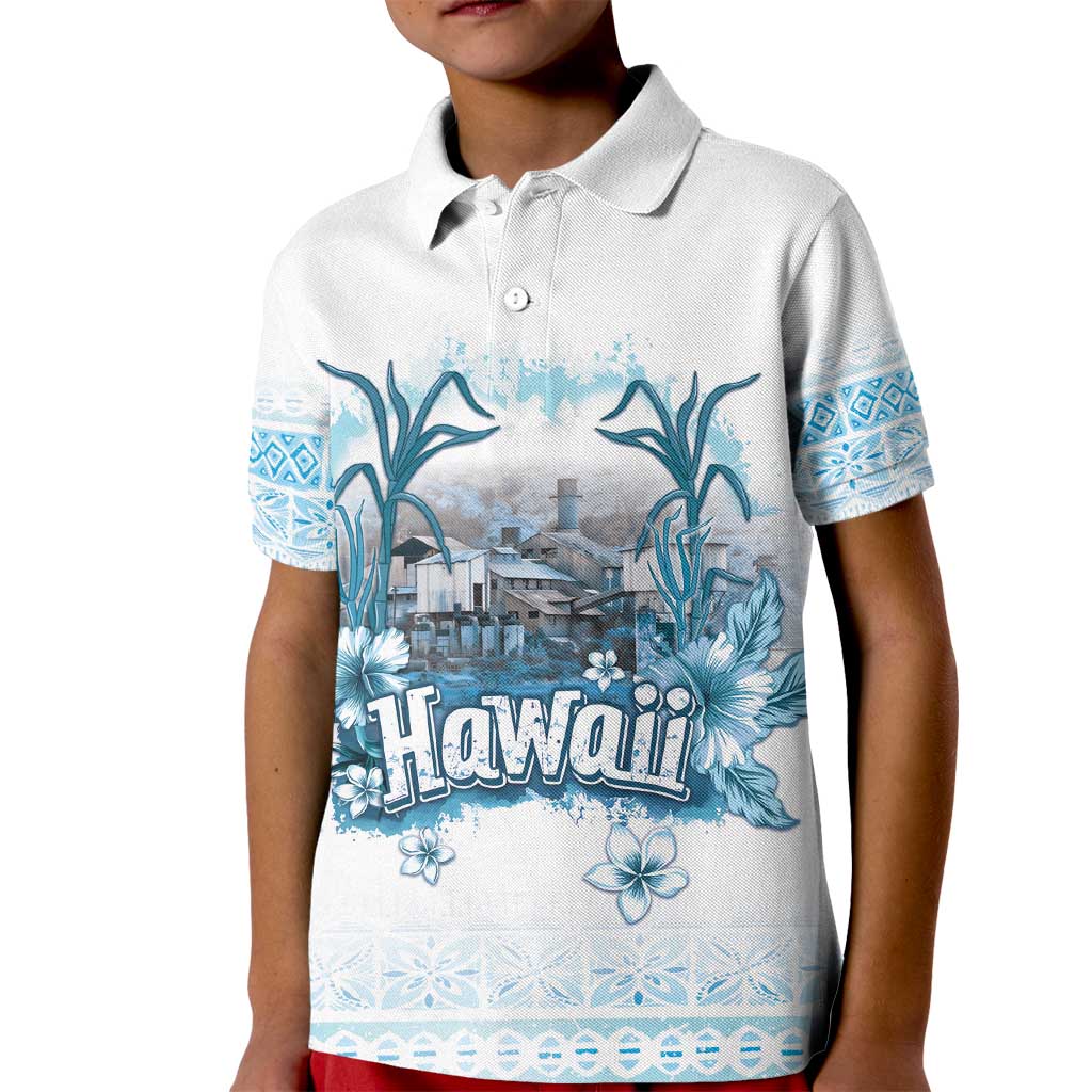 Hawaii Sugar Plantation Kid Polo Shirt With Hawaiian Tapa Pattern LT05 Kid White - Polynesian Pride