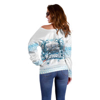 Hawaii Sugar Plantation Off Shoulder Sweater With Hawaiian Tapa Pattern LT05 - Polynesian Pride