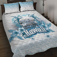 Hawaii Sugar Plantation Quilt Bed Set With Hawaiian Tapa Pattern LT05 White - Polynesian Pride