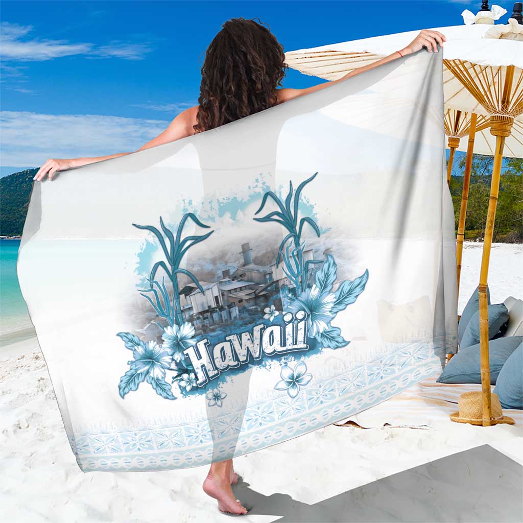 Hawaii Sugar Plantation Sarong With Hawaiian Tapa Pattern LT05 One Size 44 x 66 inches White - Polynesian Pride