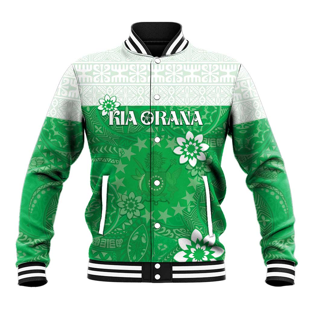 Cook Islands Maori Language Week Baseball Jacket Pacific Tapa Pattern LT05 Unisex Green - Polynesian Pride