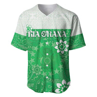 Cook Islands Maori Language Week Baseball Jersey Pacific Tapa Pattern LT05 Green - Polynesian Pride