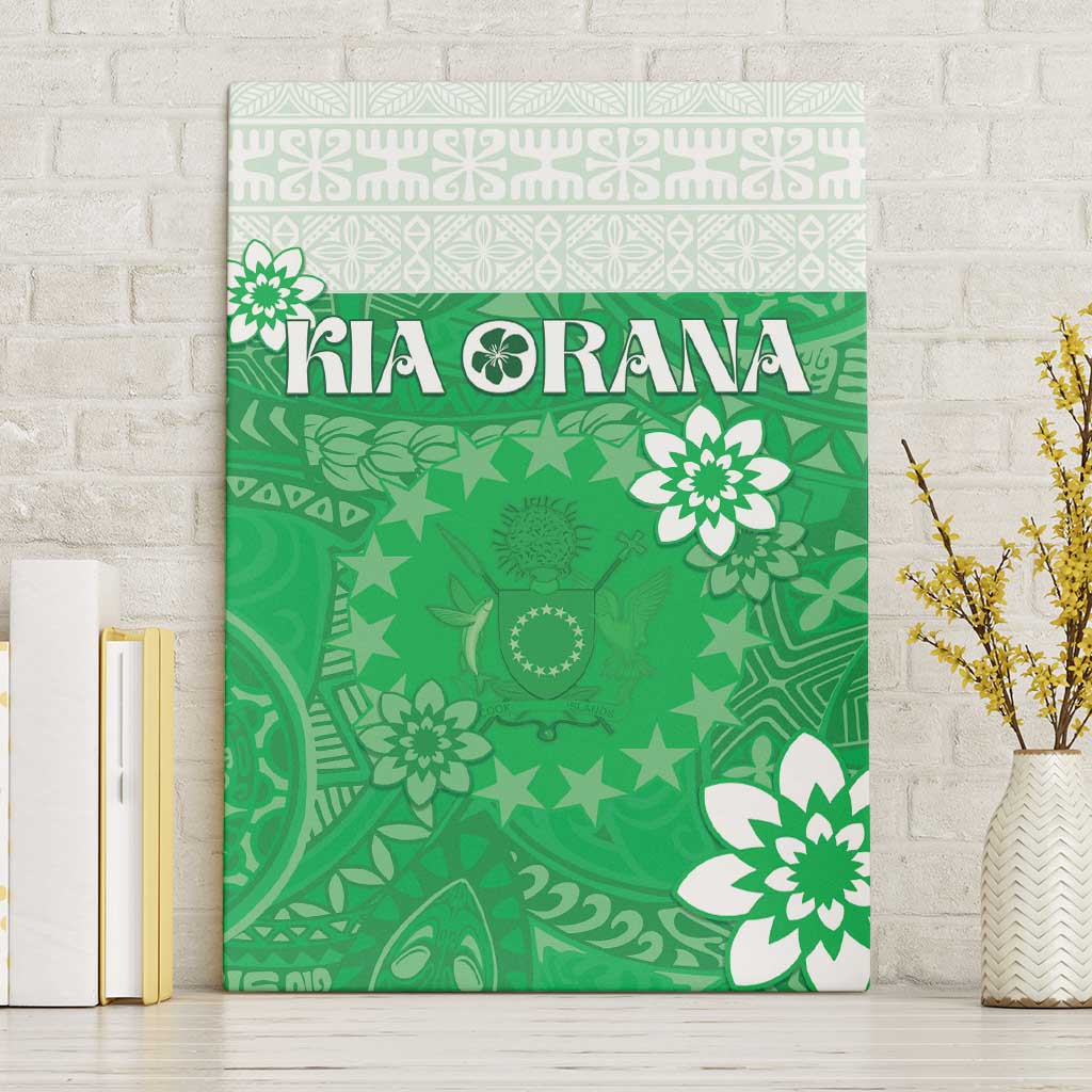 Cook Islands Maori Language Week Canvas Wall Art Pacific Tapa Pattern LT05 Without Frame Green - Polynesian Pride