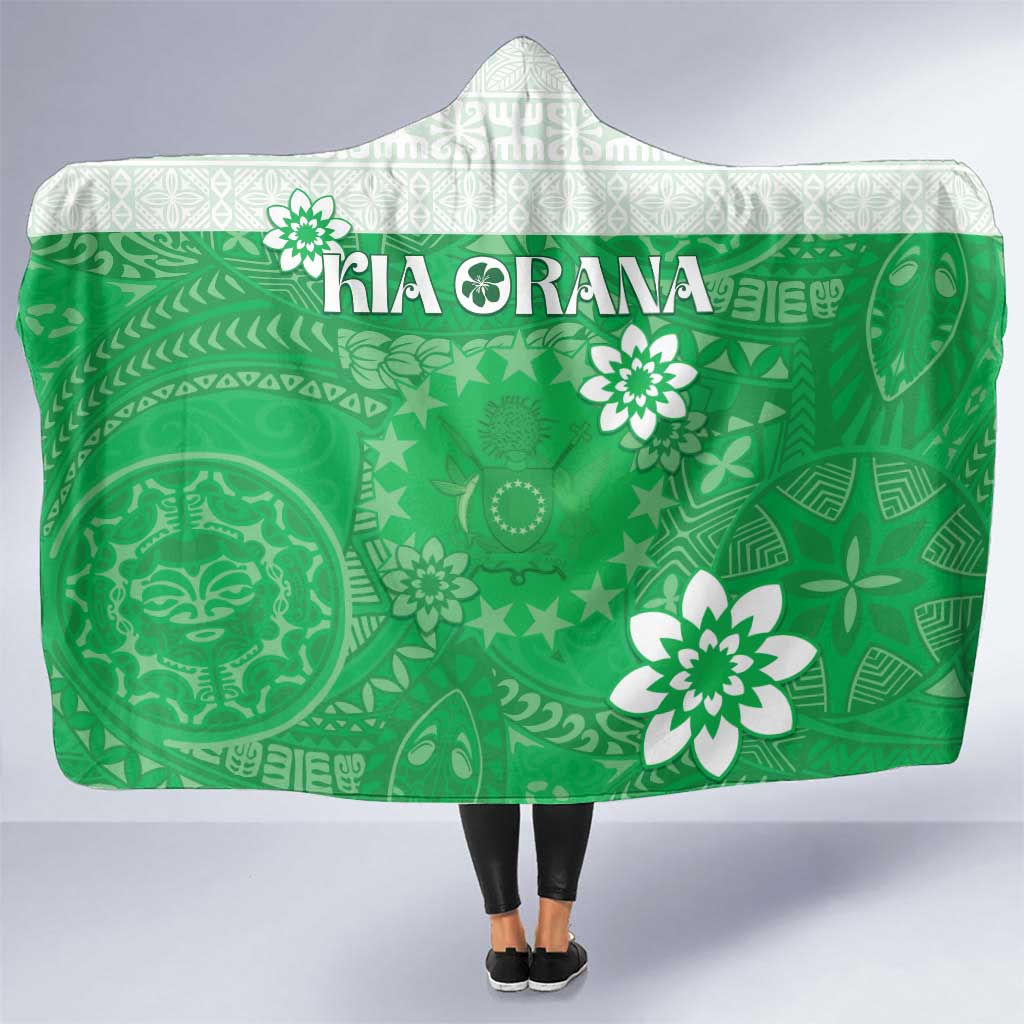 Cook Islands Maori Language Week Hooded Blanket Pacific Tapa Pattern LT05 One Size Green - Polynesian Pride