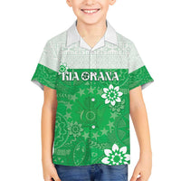 Cook Islands Maori Language Week Kid Hawaiian Shirt Pacific Tapa Pattern LT05 Kid Green - Polynesian Pride