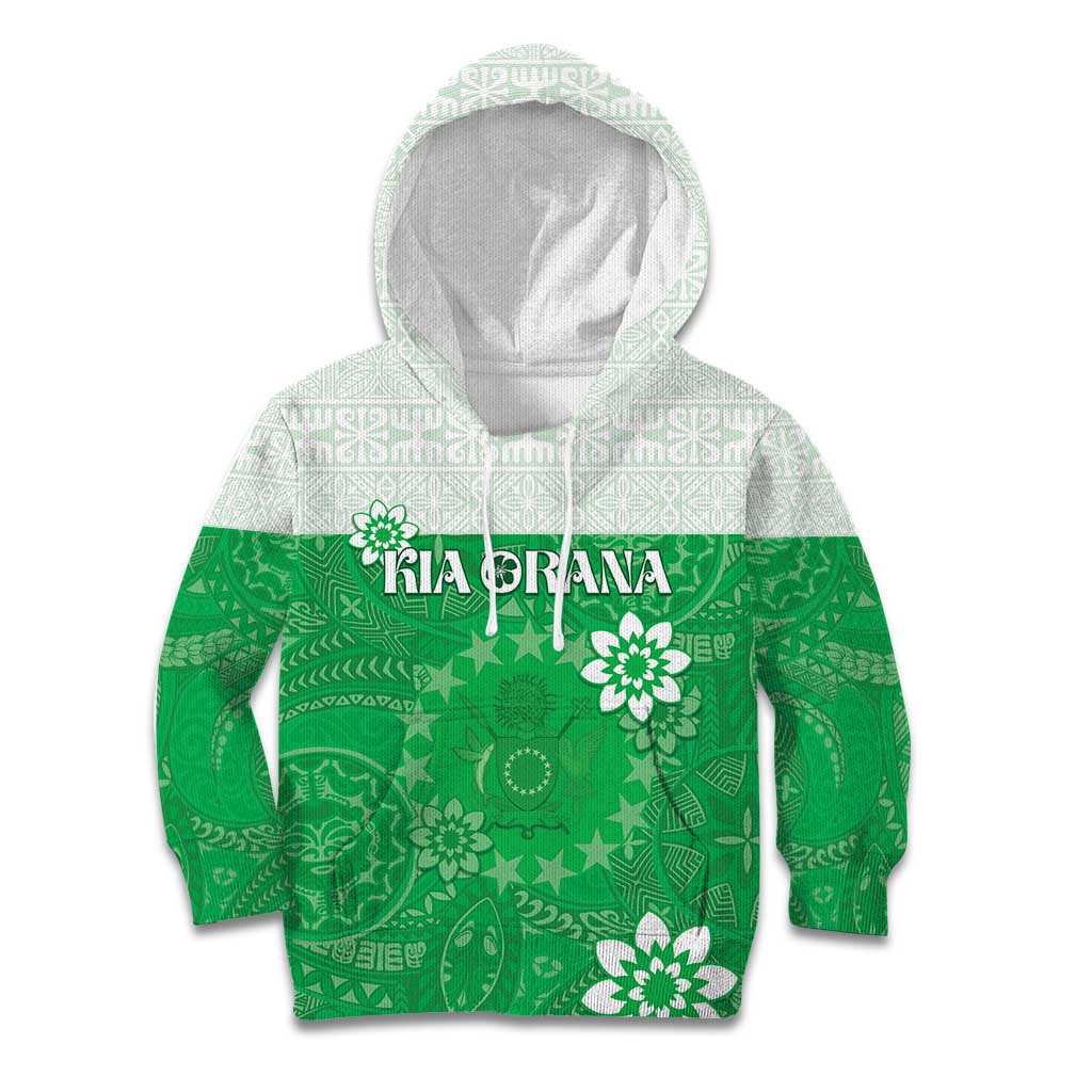 Cook Islands Maori Language Week Kid Hoodie Pacific Tapa Pattern LT05 Hoodie Green - Polynesian Pride
