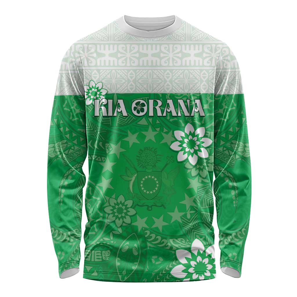 Cook Islands Maori Language Week Long Sleeve Shirt Pacific Tapa Pattern LT05 Unisex Green - Polynesian Pride