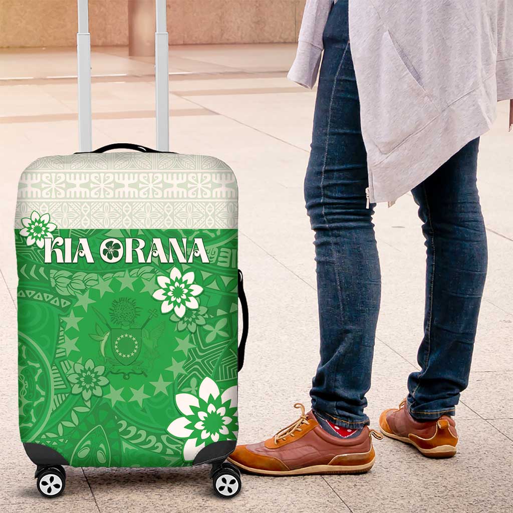 Cook Islands Maori Language Week Luggage Cover Pacific Tapa Pattern LT05 Green - Polynesian Pride