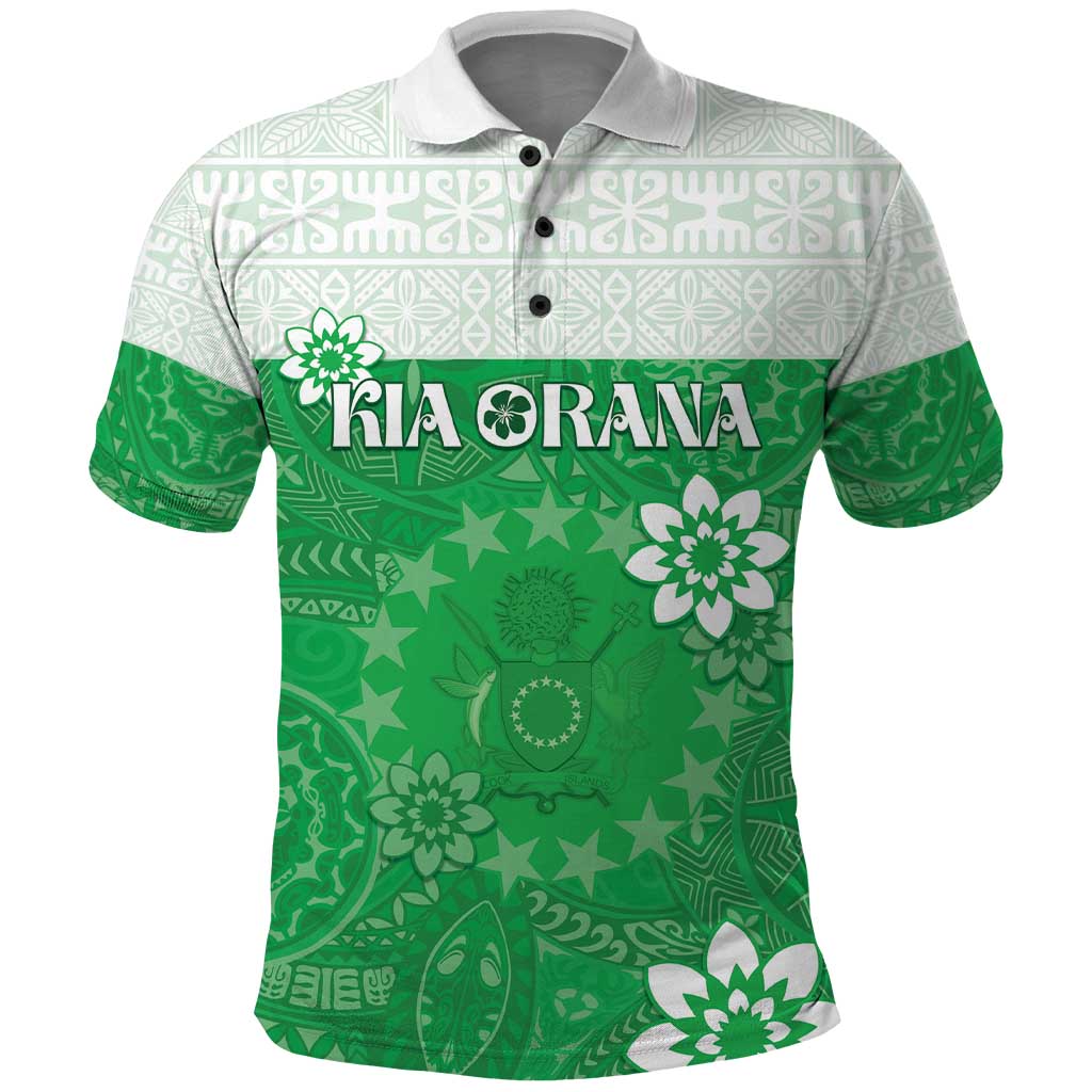 Cook Islands Maori Language Week Polo Shirt Pacific Tapa Pattern LT05 Green - Polynesian Pride