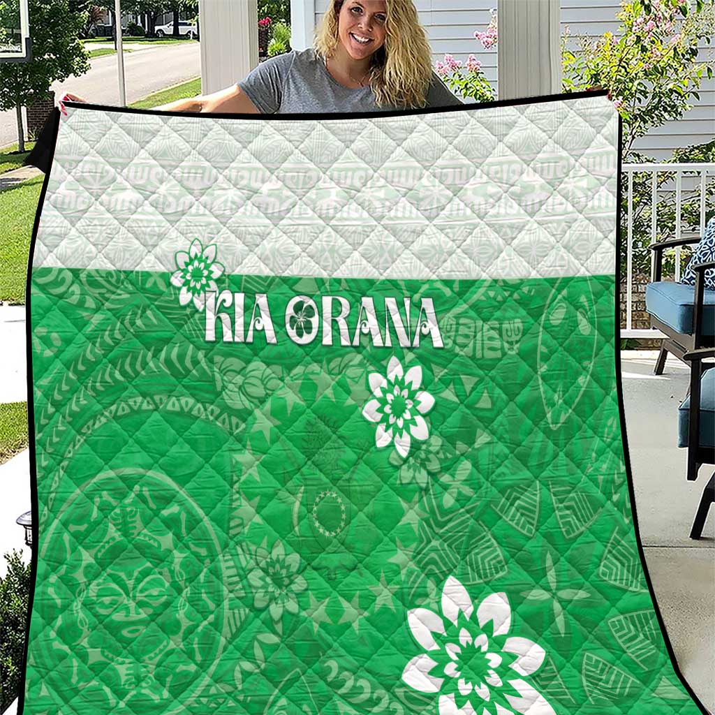 Cook Islands Maori Language Week Quilt Pacific Tapa Pattern LT05 Green - Polynesian Pride