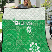 Cook Islands Maori Language Week Quilt Pacific Tapa Pattern LT05 Green - Polynesian Pride