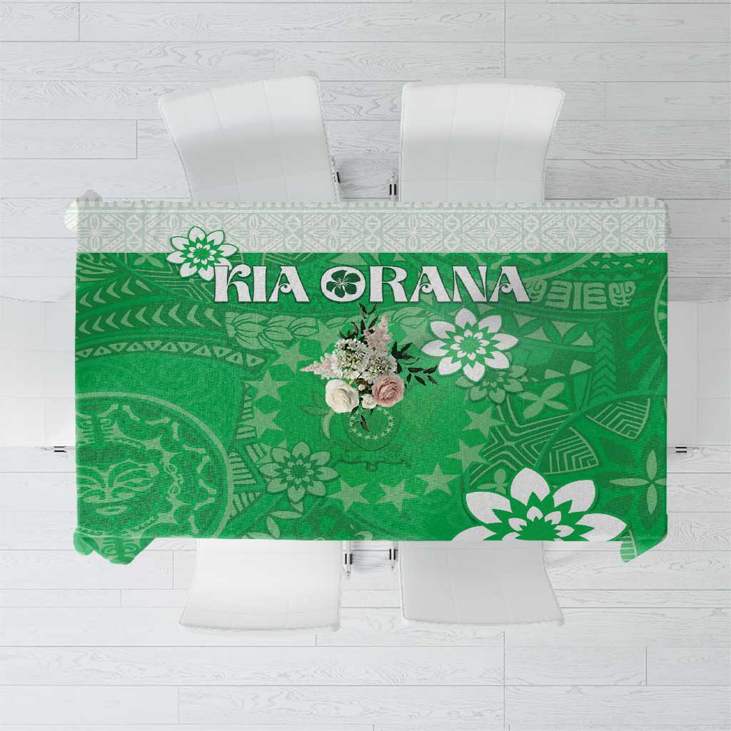 Cook Islands Maori Language Week Tablecloth Pacific Tapa Pattern LT05 Green - Polynesian Pride