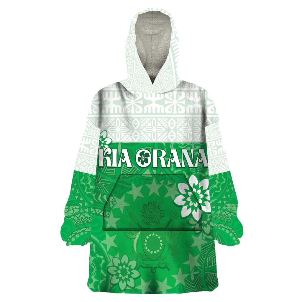 Cook Islands Maori Language Week Wearable Blanket Hoodie Pacific Tapa Pattern LT05 One Size Green - Polynesian Pride