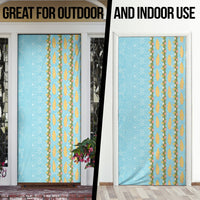 Hawaii Shell Tiare Anthurium Heliconia Lei Door Cover With Tapa Pattern Baby Blue LT05 - Polynesian Pride