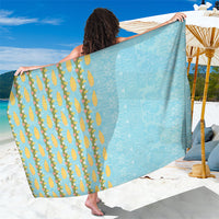 Hawaii Shell Tiare Anthurium Heliconia Lei Sarong With Tapa Pattern Baby Blue LT05 One Size 44 x 66 inches Blue - Polynesian Pride