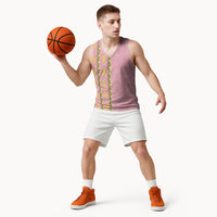 Hawaii Shell Tiare Anthurium Heliconia Lei Basketball Jersey With Tapa Pattern Baby Pink LT05 - Polynesian Pride