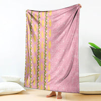 Hawaii Shell Tiare Anthurium Heliconia Lei Blanket With Tapa Pattern Baby Pink LT05 - Polynesian Pride