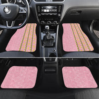 Hawaii Shell Tiare Anthurium Heliconia Lei Car Mats With Tapa Pattern Baby Pink LT05 Set 4pcs Pink - Polynesian Pride