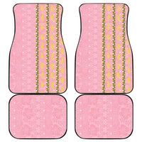 Hawaii Shell Tiare Anthurium Heliconia Lei Car Mats With Tapa Pattern Baby Pink LT05 - Polynesian Pride