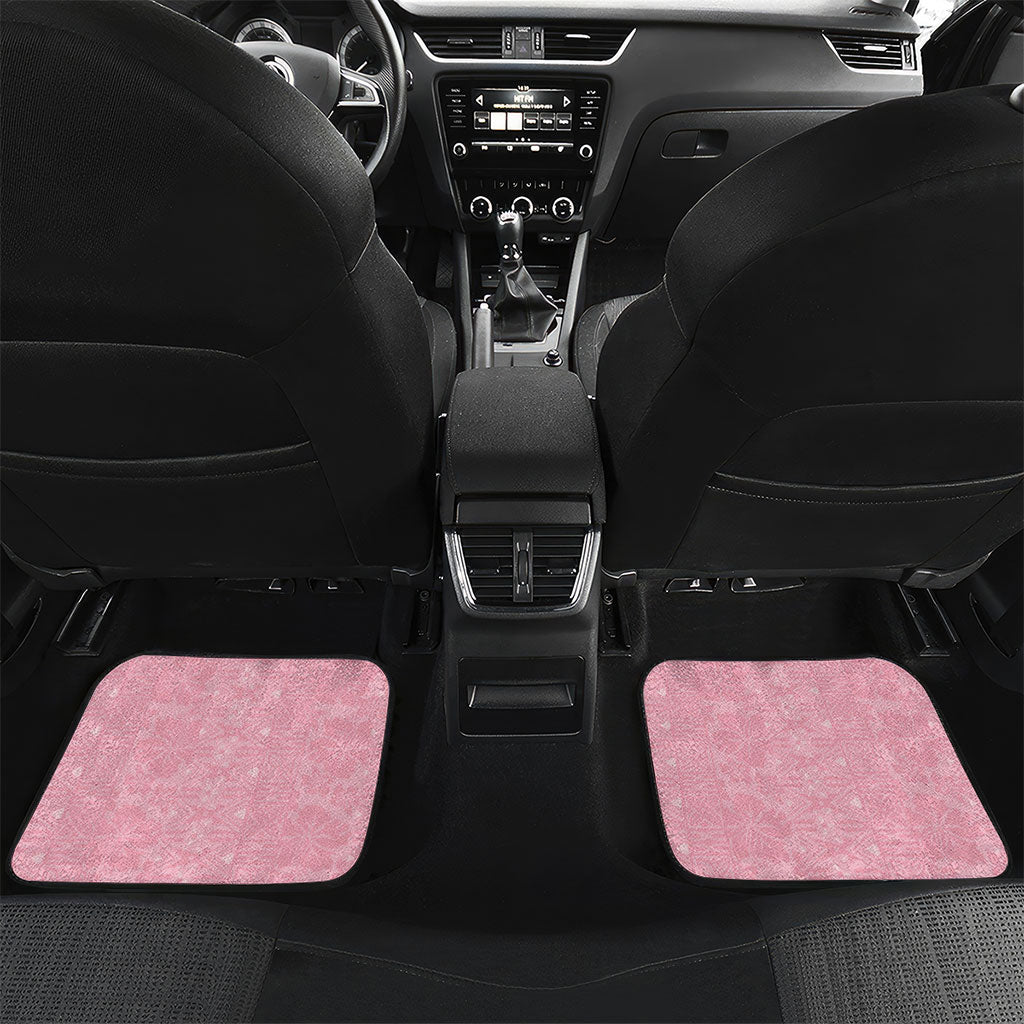 Hawaii Shell Tiare Anthurium Heliconia Lei Car Mats With Tapa Pattern Baby Pink LT05 Set 2pcs - Back Pink - Polynesian Pride