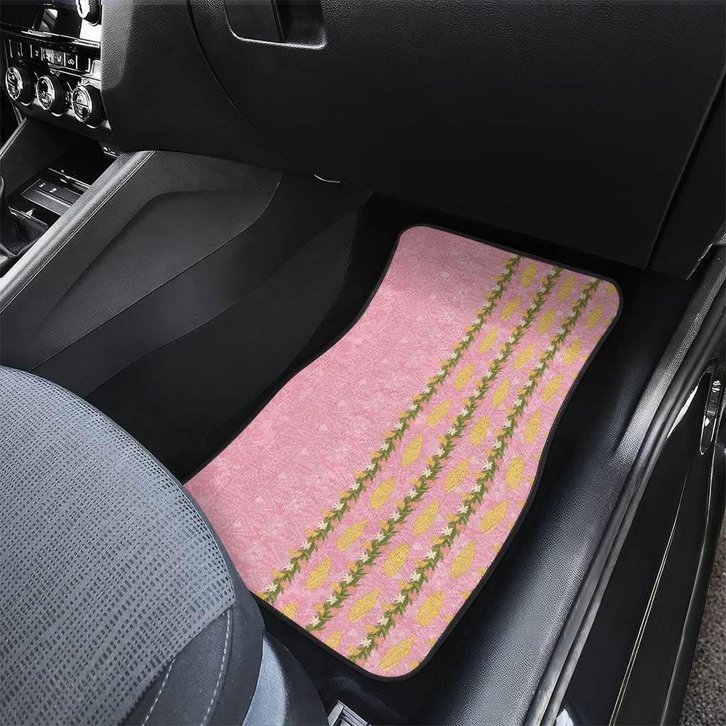 Hawaii Shell Tiare Anthurium Heliconia Lei Car Mats With Tapa Pattern Baby Pink LT05 - Polynesian Pride