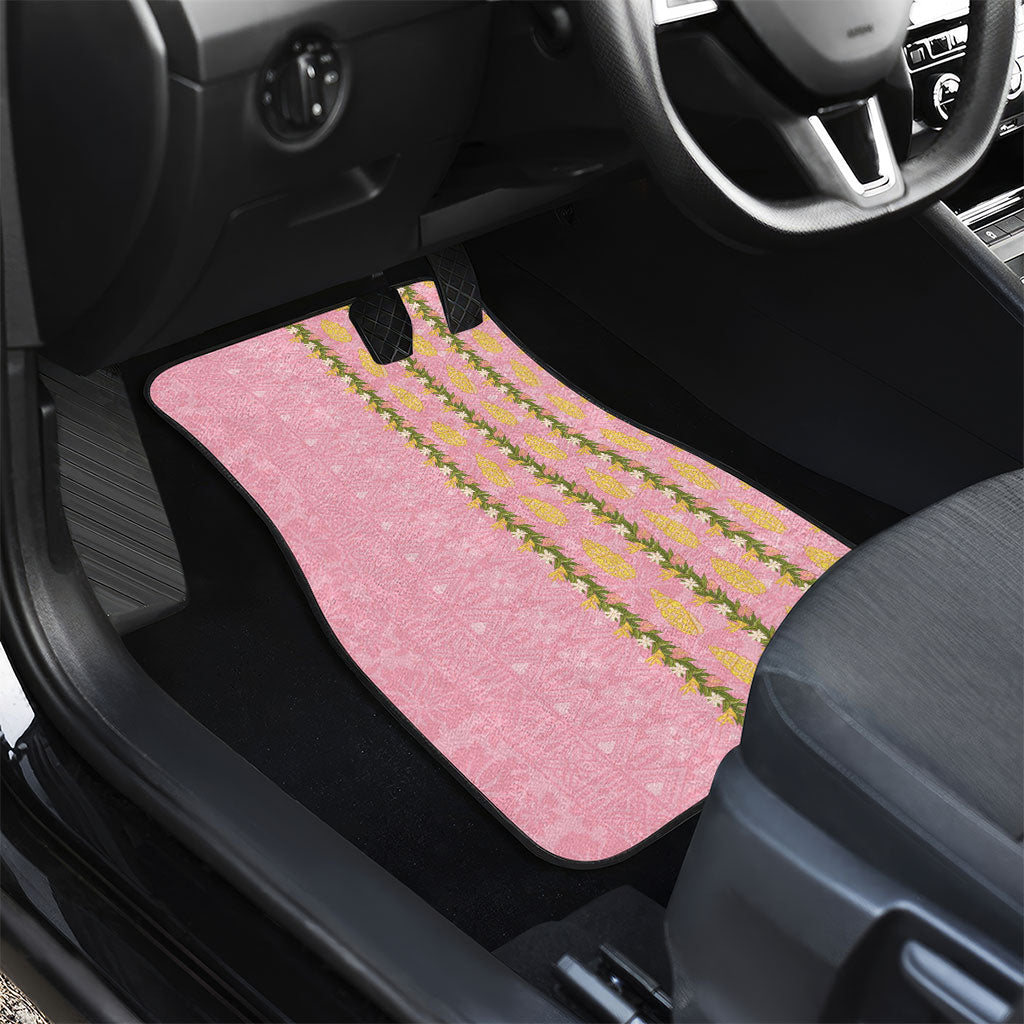 Hawaii Shell Tiare Anthurium Heliconia Lei Car Mats With Tapa Pattern Baby Pink LT05 - Polynesian Pride