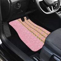 Hawaii Shell Tiare Anthurium Heliconia Lei Car Mats With Tapa Pattern Baby Pink LT05 - Polynesian Pride