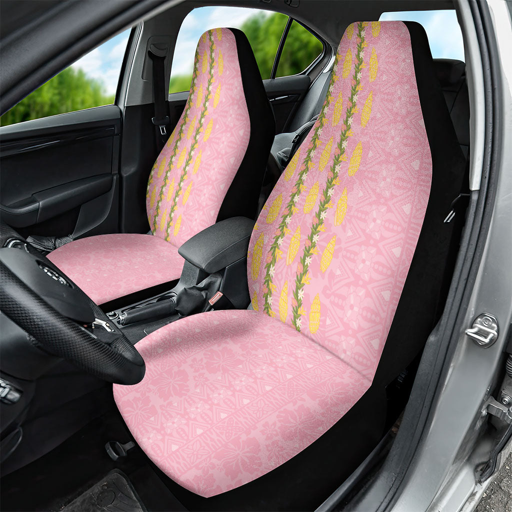 Hawaii Shell Tiare Anthurium Heliconia Lei Car Seat Cover With Tapa Pattern Baby Pink LT05 - Polynesian Pride