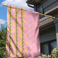 Hawaii Shell Tiare Anthurium Heliconia Lei Garden Flag With Tapa Pattern Baby Pink LT05 - Polynesian Pride