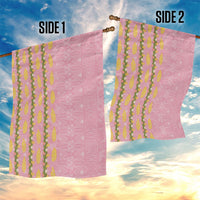 Hawaii Shell Tiare Anthurium Heliconia Lei Garden Flag With Tapa Pattern Baby Pink LT05 - Polynesian Pride