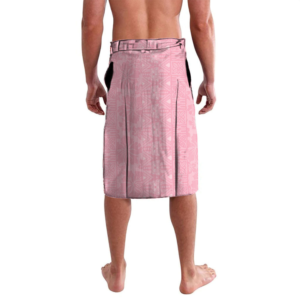 Hawaii Shell Tiare Anthurium Heliconia Lei Lavalava With Tapa Pattern Baby Pink LT05 - Polynesian Pride