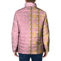 Hawaii Shell Tiare Anthurium Heliconia Lei Padded Jacket With Tapa Pattern Baby Pink LT05 - Polynesian Pride