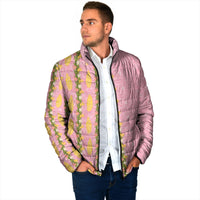 Hawaii Shell Tiare Anthurium Heliconia Lei Padded Jacket With Tapa Pattern Baby Pink LT05 - Polynesian Pride