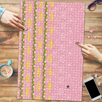 Hawaii Shell Tiare Anthurium Heliconia Lei Puzzle With Tapa Pattern Baby Pink LT05 Pink - Polynesian Pride