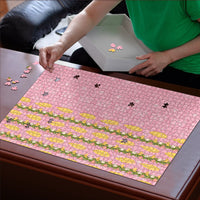 Hawaii Shell Tiare Anthurium Heliconia Lei Puzzle With Tapa Pattern Baby Pink LT05 - Polynesian Pride