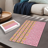 Hawaii Shell Tiare Anthurium Heliconia Lei Puzzle With Tapa Pattern Baby Pink LT05 - Polynesian Pride