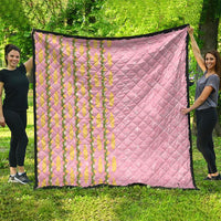 Hawaii Shell Tiare Anthurium Heliconia Lei Quilt With Tapa Pattern Baby Pink LT05 - Polynesian Pride